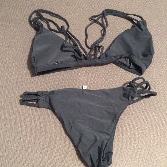 Army Green Strappy Bikini - Picture 5 of 8